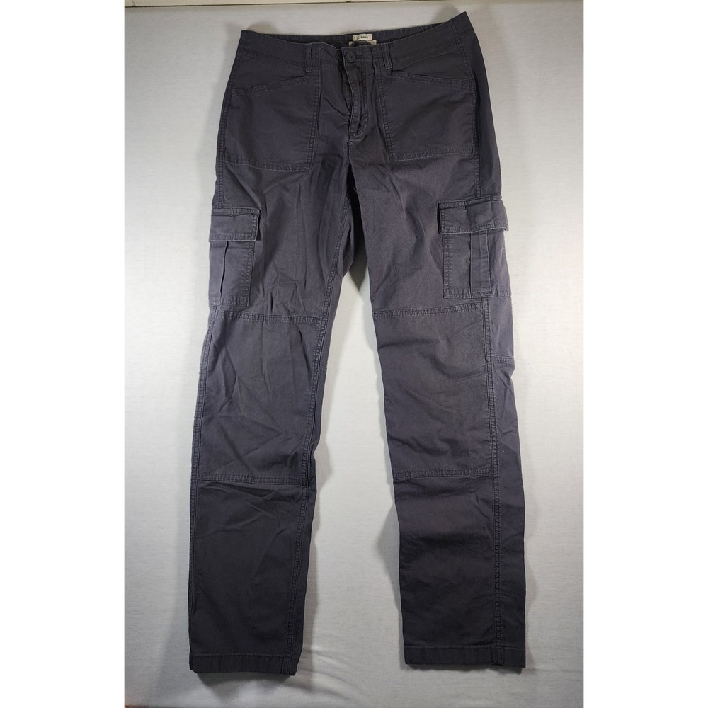 LL Bean Double Knee Favorite Fit Cargo Stretch Pants Womens 12 Gray Straight Leg